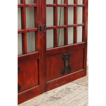 希少総欅一対の升格子蔵戸　W277 