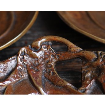 三右衛門三茄子銅製茶托5枚１組　S1206 