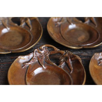 三右衛門三茄子銅製茶托5枚１組　S1206 