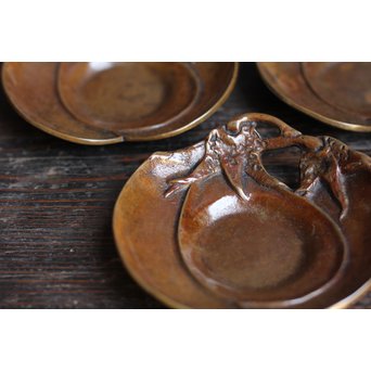 三右衛門三茄子銅製茶托5枚１組　S1206 