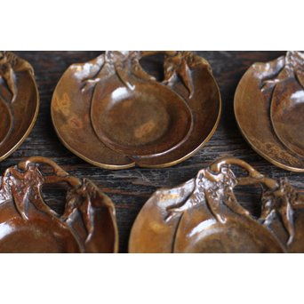 三右衛門三茄子銅製茶托5枚１組　S1206 