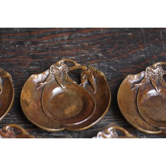 三右衛門三茄子銅製茶托5枚１組　S1206 