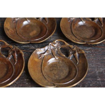 三右衛門三茄子銅製茶托5枚１組　S1206 