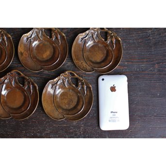 三右衛門三茄子銅製茶托5枚１組　S1206 