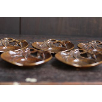 三右衛門三茄子銅製茶托5枚１組　S1206 