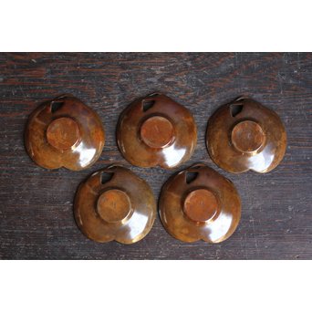 三右衛門三茄子銅製茶托5枚１組　S1206 