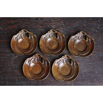 三右衛門三茄子銅製茶托5枚１組　S1206