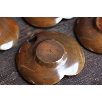 三右衛門三茄子銅製茶托5枚１組　S1206 