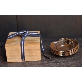 三右衛門三茄子銅製茶托5枚１組　S1206 