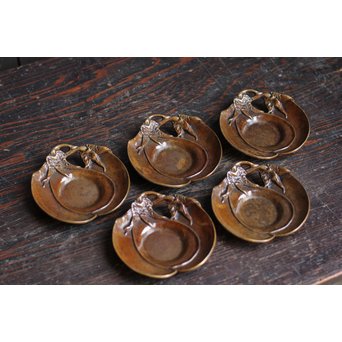 三右衛門三茄子銅製茶托5枚１組　S1206 