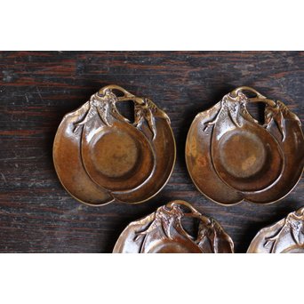 三右衛門三茄子銅製茶托5枚１組　S1206 