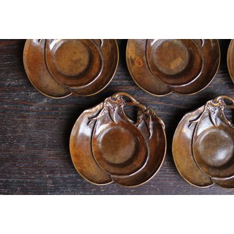 三右衛門三茄子銅製茶托5枚１組　S1206 