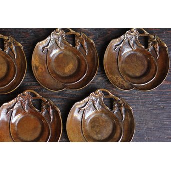 三右衛門三茄子銅製茶托5枚１組　S1206 