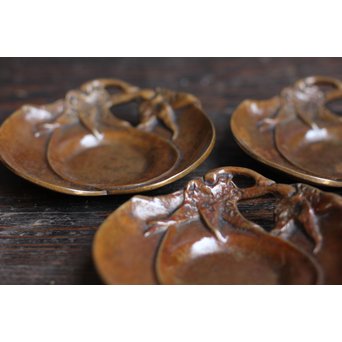 三右衛門三茄子銅製茶托5枚１組　S1206 