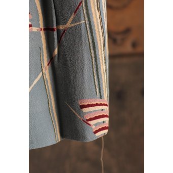 ちりめん巣ごもり鶴着物　S1236 