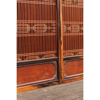 黒柿と2重組子の意匠書院4枚１組　R1000 