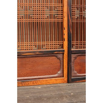 黒柿と2重組子の意匠書院4枚１組　R1000 