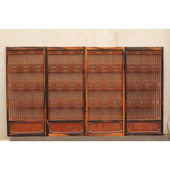 黒柿と2重組子の意匠書院4枚１組　R1000