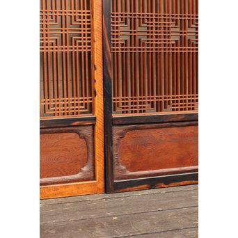 黒柿と2重組子の意匠書院4枚１組　R1000 