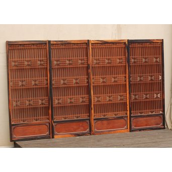 黒柿と2重組子の意匠書院4枚１組　R1000 