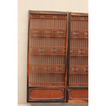 黒柿と2重組子の意匠書院4枚１組　R1000 