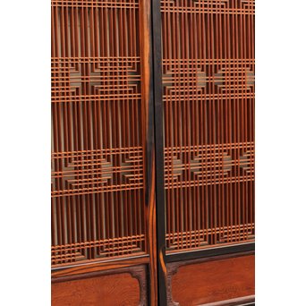 黒柿と2重組子の意匠書院4枚１組　R1000 