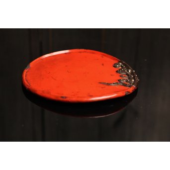 銀鉄象嵌漆盆　S1364 