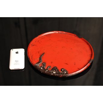 銀鉄象嵌漆盆　S1364 