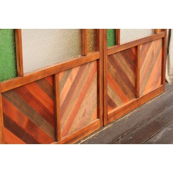 異材寄木ヘリンボーンと色ガラス戸　GD621 