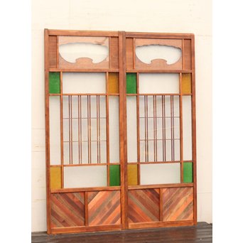 異材寄木ヘリンボーンと色ガラス戸　GD621 