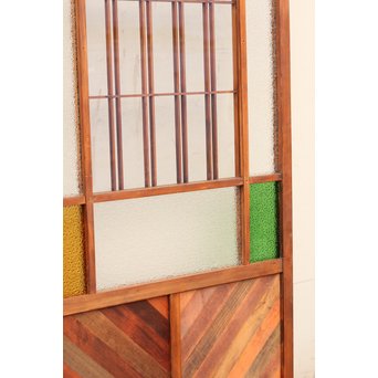 異材寄木ヘリンボーンと色ガラス戸　GD621 