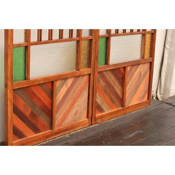 異材寄木ヘリンボーンと色ガラス戸　GD621 