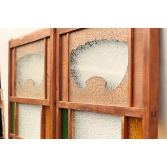 異材寄木ヘリンボーンと色ガラス戸　GD621 