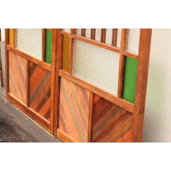 異材寄木ヘリンボーンと色ガラス戸　GD621 