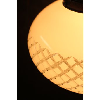 大型オーバル白被切子照明　A1153 