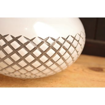 大型オーバル白被切子照明　A1153 