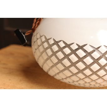 大型オーバル白被切子照明　A1153 