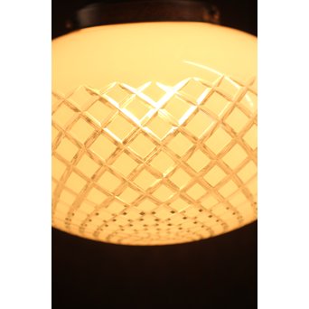 大型オーバル白被切子照明　A1153 