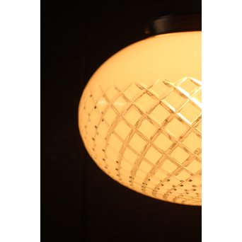 大型オーバル白被切子照明　A1153 