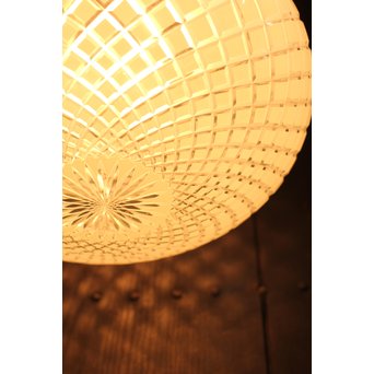 大型オーバル白被切子照明　A1153 