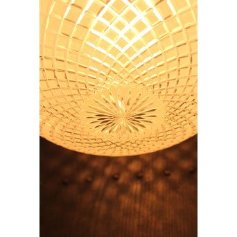 大型オーバル白被切子照明　A1153 