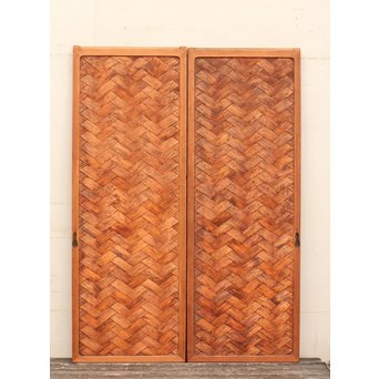 瓢引手の良杉網代と一枚板戸　B628