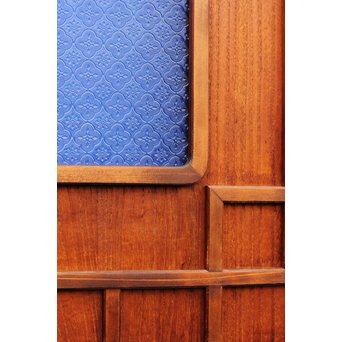 寄木と青色ガラスのドア　GD662 