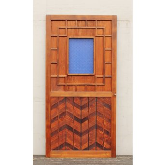 寄木と青色ガラスのドア　GD662
