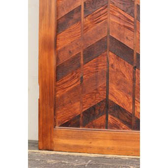 寄木と青色ガラスのドア　GD662 