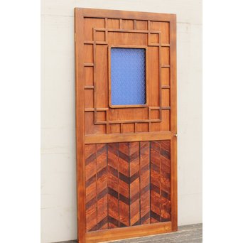 寄木と青色ガラスのドア　GD662 