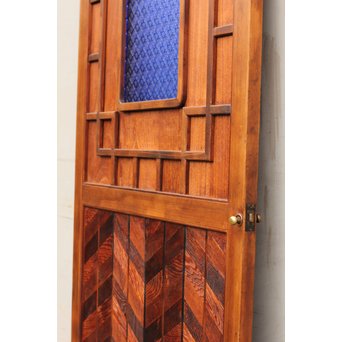 寄木と青色ガラスのドア　GD662 