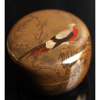 雉ツガイ研ぎ出し蒔絵棗　K14 