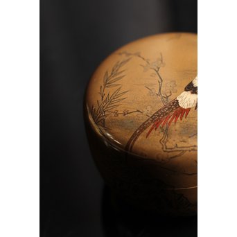 雉ツガイ研ぎ出し蒔絵棗　K14 