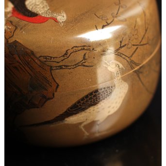 雉ツガイ研ぎ出し蒔絵棗　K14 